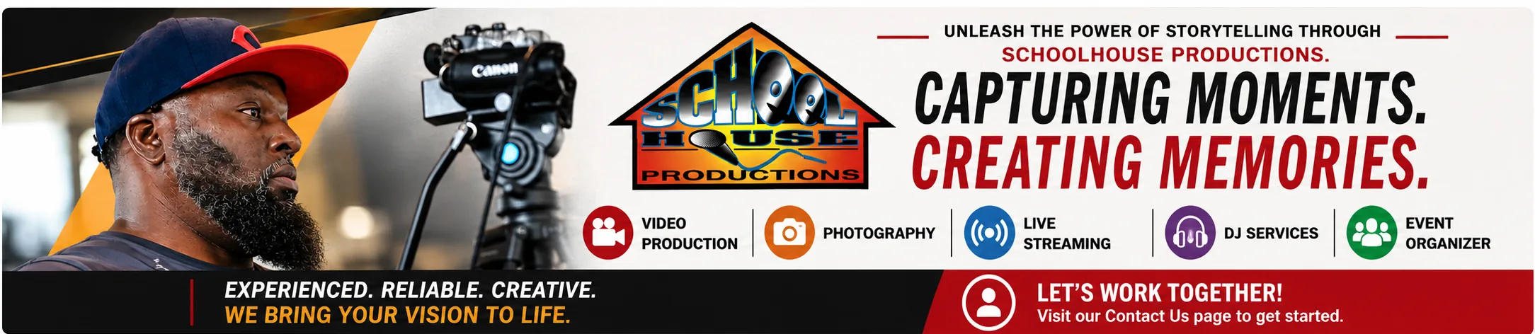 Schoolhouse Productions - Professional media services by Latif Hughes, cameraman for RealPower.TV. Contact us to book.