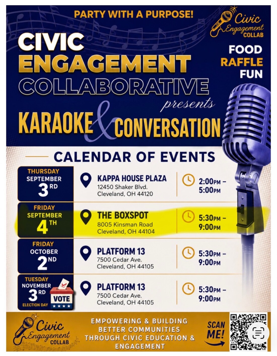Civic Engagement Collaborative Karaoke and Conversation flyer