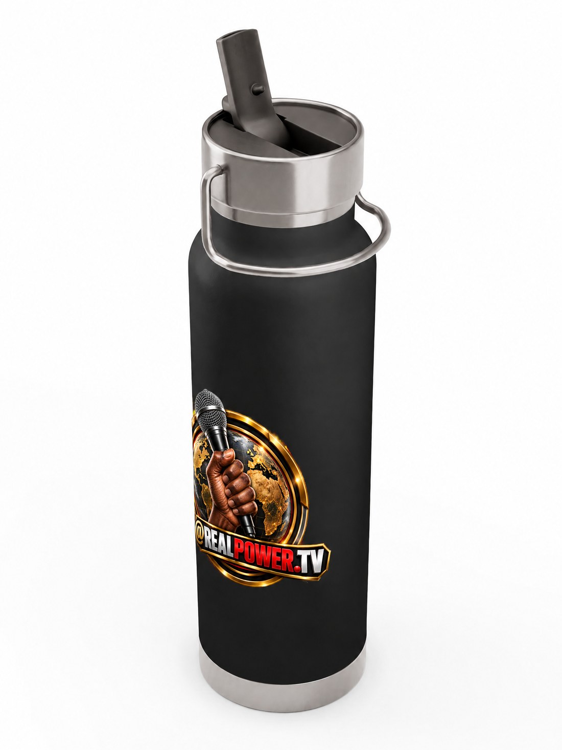 RealPower.TV 25oz bottle with the straw lid