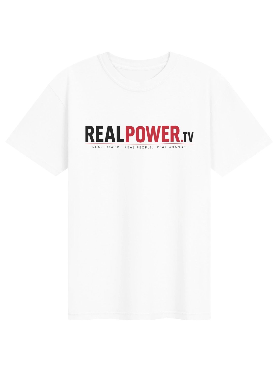 RealPower.TV Training Tee in white, front