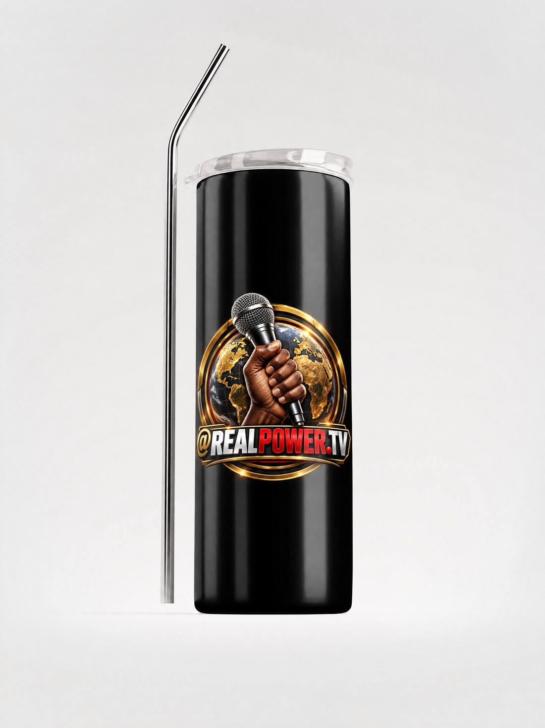 RealPower.TV 20oz stainless tumbler with straw